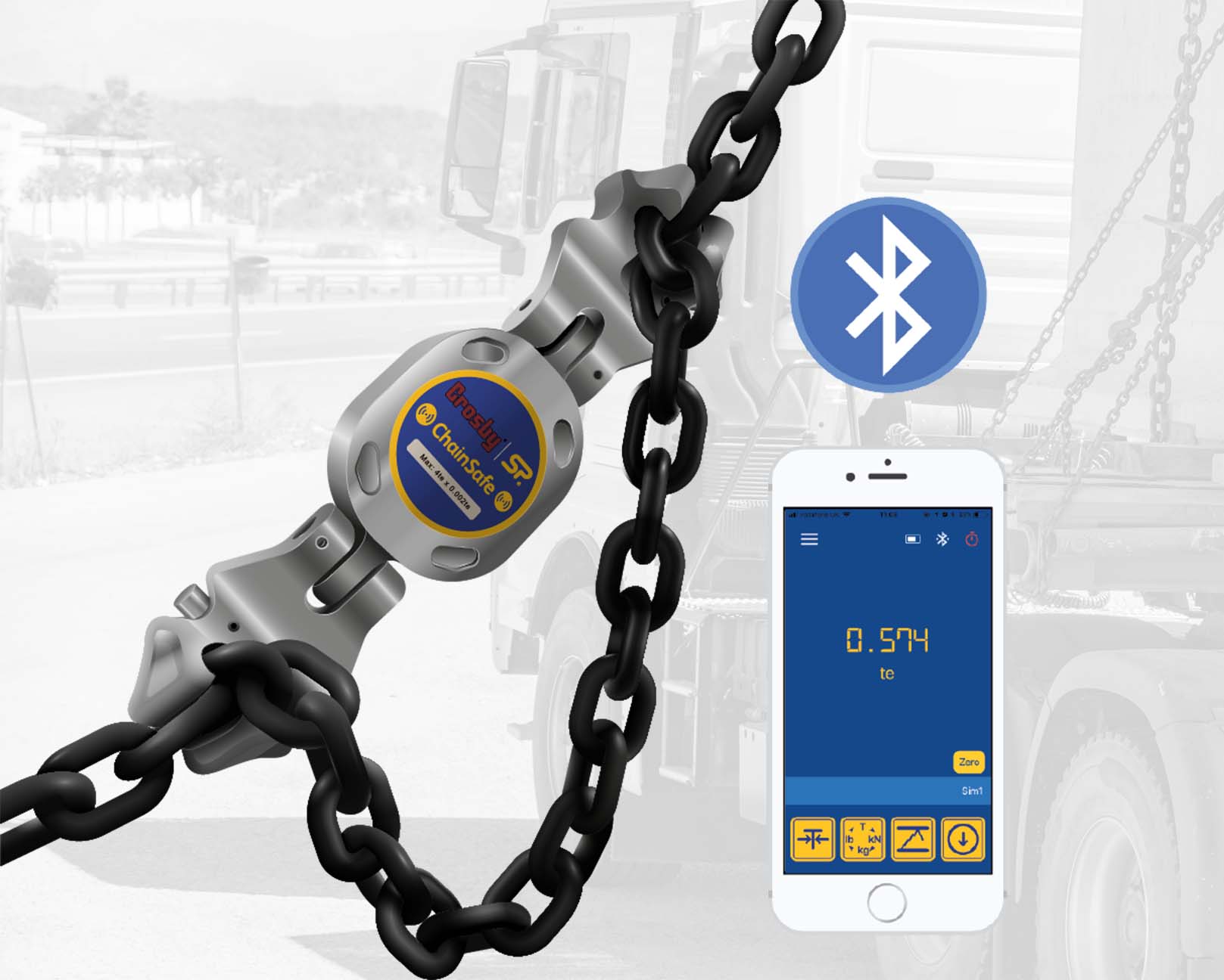 Product shot of ChainSafe attached to chain.