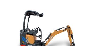Product photo of CASE's upcoming CX15 EV battery electric mini excavator.