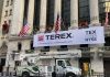 Terex all-electric bucket truck displayed at New York Stock Exchange