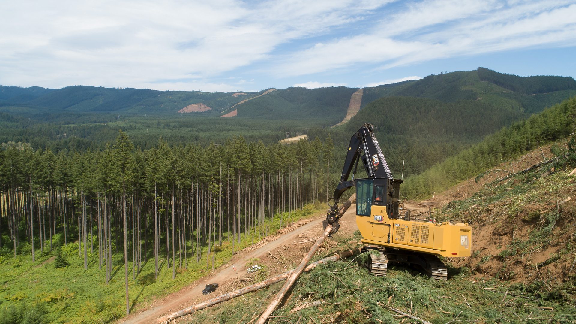 The Cat 548 forestry machine at work