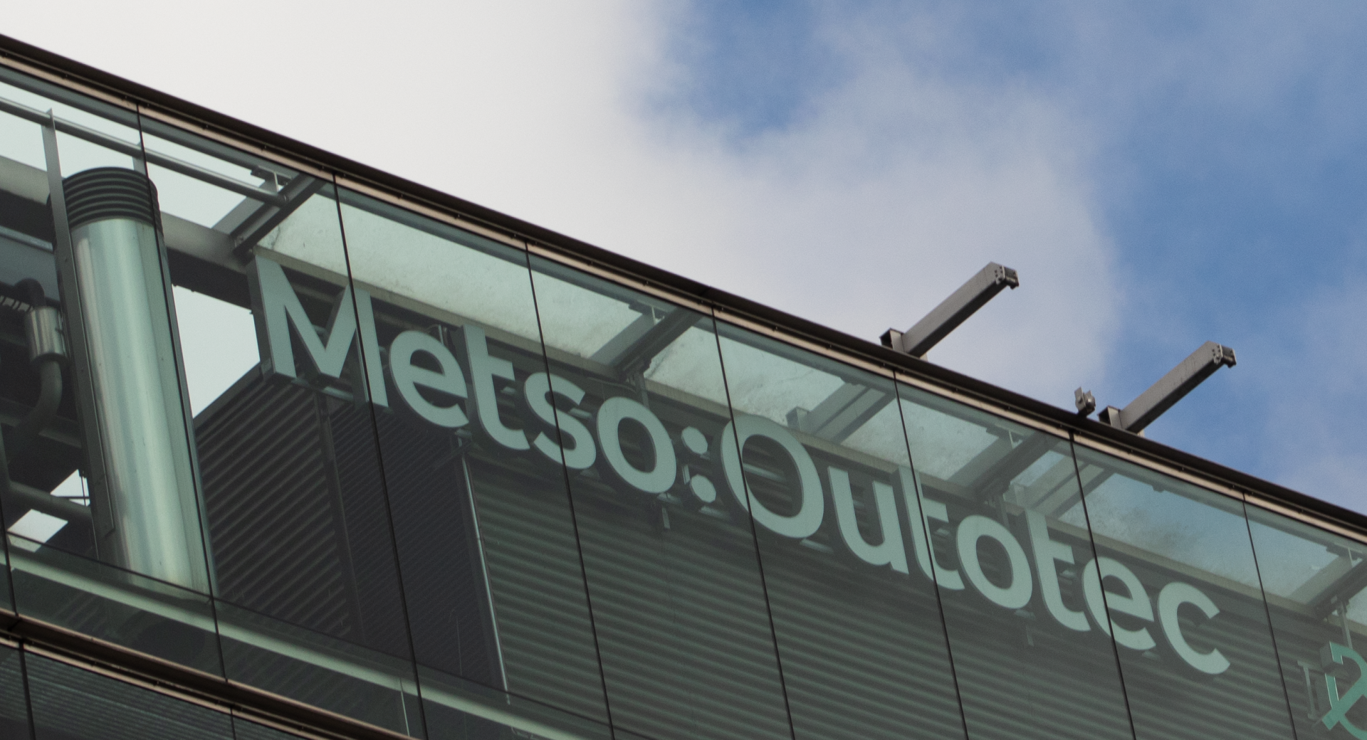 Metso Outotec logo on a building