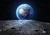blue earth seen from the moon surface when mining will one day take place