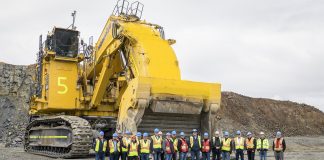SMS equipment delivered this Komatsu PC8000-11 mining excavator to Hudbay