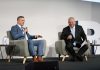 Scott Butler, Executive Director of Good Roads and Ontario Premier Doug Ford participate in a fireside chat during the Good Roads Conference in Toronto on April 23.